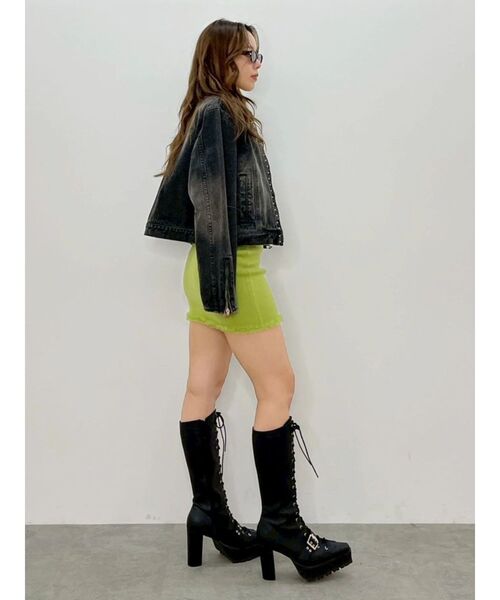 EVRIS(エヴリス)の「フロントロゴショルダーフリルニットミニワンピース(ワンピース・レディース・ホワイト/ブラック/グリーン・FREE)」の19枚目の写真