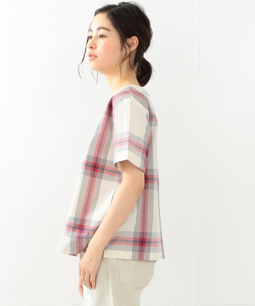 BEAMS BOY(ビームスボーイ)の「BEAMS BOY / ボーイ ビッグタータンチェック 半袖シャツ(シャツ/ブラウス・レディース・ナチュラル/サックスブルー/ネイビー・ONE SIZE)」の12枚目の写真