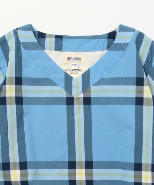 BEAMS BOY(ビームスボーイ)の「BEAMS BOY / ボーイ ビッグタータンチェック 半袖シャツ(シャツ/ブラウス・レディース・ナチュラル/サックスブルー/ネイビー・ONE SIZE)」の17枚目の写真