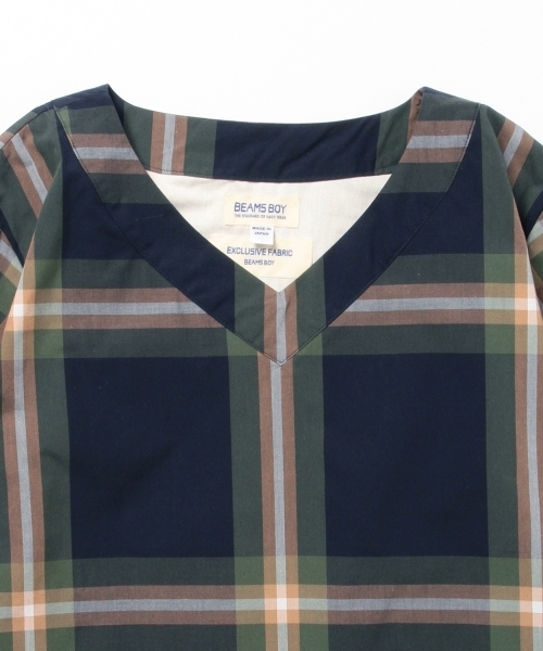 BEAMS BOY(ビームスボーイ)の「BEAMS BOY / ボーイ ビッグタータンチェック 半袖シャツ(シャツ/ブラウス・レディース・ナチュラル/サックスブルー/ネイビー・ONE SIZE)」の14枚目の写真