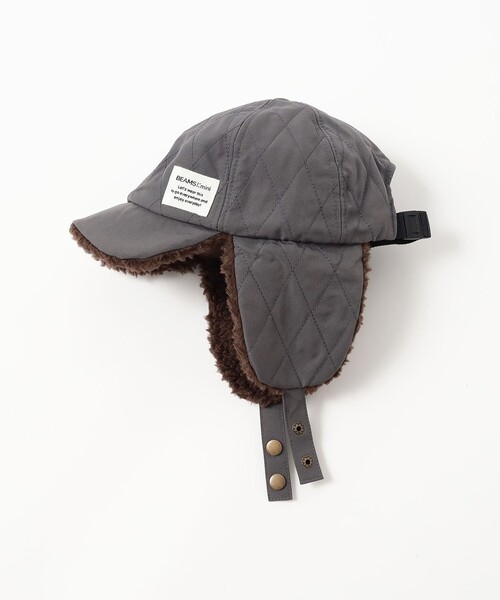 BEAMS mini(ビームスミニ)の「キルティング イヤー キャップ 2026FW(ハット・キッズ・グリーン系その他5/チャコールグレー/ピンク・ONE SIZE)」の8枚目の写真
