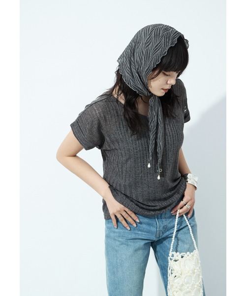 Fashion Letter(ファッションレター)の「針抜きシアーリブ ヘンリーネックカットソー(Tシャツ/カットソー・レディース・オフホワイト/ブラック/チャコール/モカ・M)」の16枚目の写真