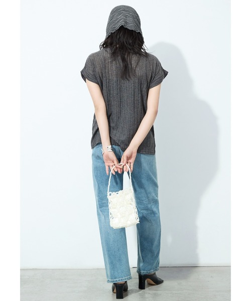 Fashion Letter(ファッションレター)の「針抜きシアーリブ ヘンリーネックカットソー(Tシャツ/カットソー・レディース・オフホワイト/ブラック/チャコール/モカ・M)」の18枚目の写真