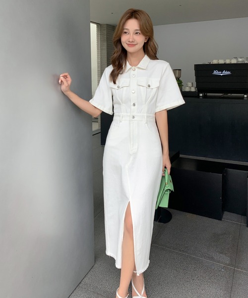 セール】DENIM SHIRT SLIT DRESS（ワンピース）｜BIRTHDAY BASH