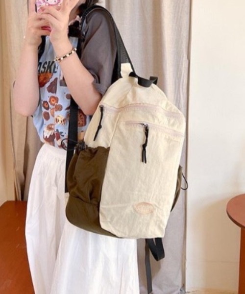 SHEPP(シープ)の「【A4サイズ対応可◎大容量】ナイロン バイカラー デイパック リュック バックパック(バックパック/リュック・レディース・ベージュ/ピンク/グレー/イエロー・F)」の16枚目の写真