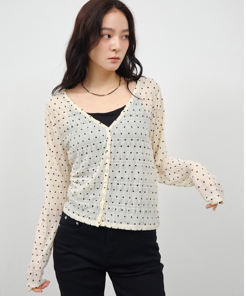 ドットシャーリングチュールカーディガン（カーディガン/ボレロ