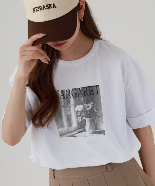 Arinomama（アリノママ）の「16s空紡糸天竺 220g/㎡ グラフィックフォトTシャツ 半袖（Tシャツ/カットソー・レディース・ブラック/オフホワイト/杢グレー/カーキ・FREE）」の2枚目の写真