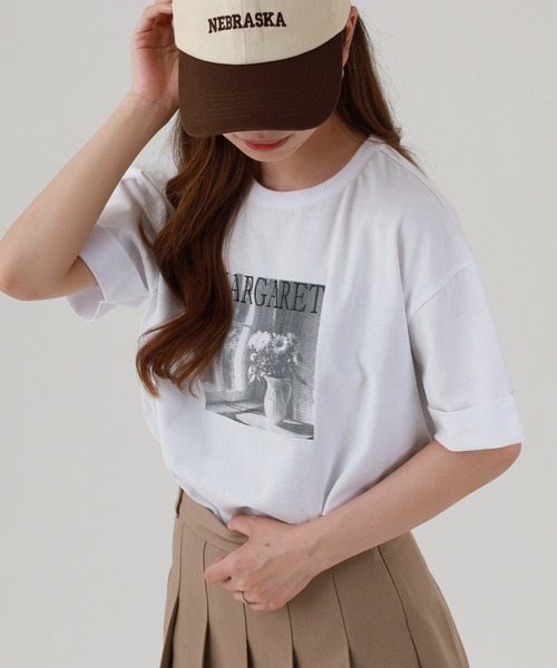 Arinomama（アリノママ）の「16s空紡糸天竺 220g/㎡ グラフィックフォトTシャツ 半袖（Tシャツ/カットソー・レディース・ブラック/オフホワイト/杢グレー/カーキ・FREE）」の5枚目の写真