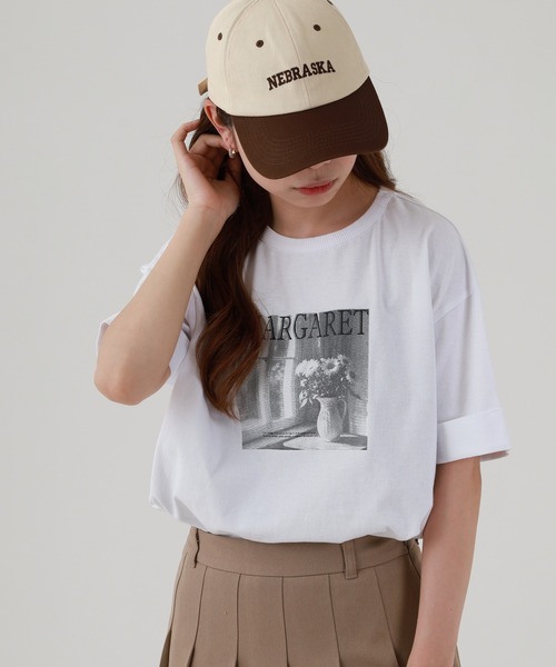 Arinomama（アリノママ）の「16s空紡糸天竺 220g/㎡ グラフィックフォトTシャツ 半袖（Tシャツ/カットソー・レディース・ブラック/オフホワイト/杢グレー/カーキ・FREE）」の6枚目の写真