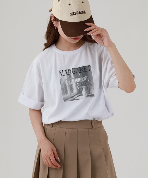 Arinomama（アリノママ）の「16s空紡糸天竺 220g/㎡ グラフィックフォトTシャツ 半袖（Tシャツ/カットソー・レディース・ブラック/オフホワイト/杢グレー/カーキ・FREE）」の7枚目の写真
