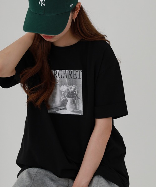 Arinomama（アリノママ）の「16s空紡糸天竺 220g/㎡ グラフィックフォトTシャツ 半袖（Tシャツ/カットソー・レディース・ブラック/オフホワイト/杢グレー/カーキ・FREE）」の12枚目の写真