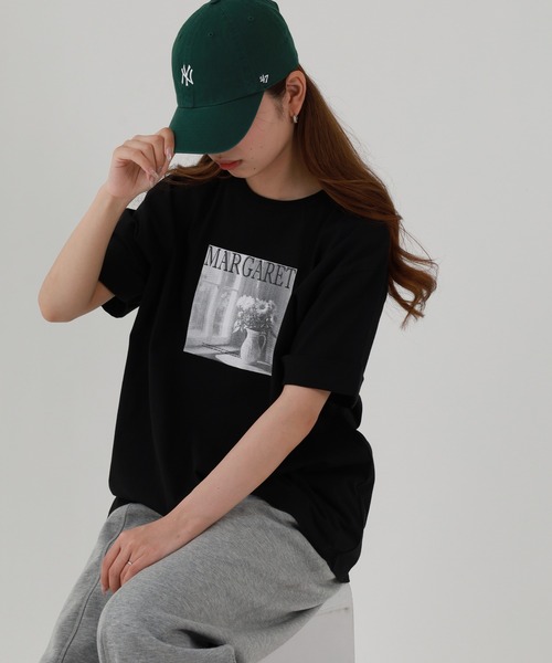 Arinomama（アリノママ）の「16s空紡糸天竺 220g/㎡ グラフィックフォトTシャツ 半袖（Tシャツ/カットソー・レディース・ブラック/オフホワイト/杢グレー/カーキ・FREE）」の14枚目の写真