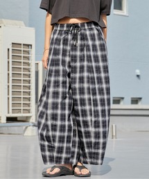 Chick | Wide Check Easy Balloon Pants / ワイド チェック イージーバルーンパンツ レディース カジュアル 韓国 2026年 夏 夏服(その他パンツ)