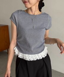 CAPRICIEUX LE'MAGE | 【前後2way】裾レースミニ袖T(Tシャツ/カットソー)