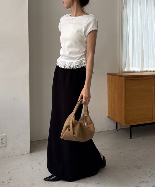 CAPRICIEUX LE'MAGE(カプリシューレマージュ)の「【前後2way】裾レースミニ袖T(Tシャツ/カットソー・レディース・ホワイト/ブラック/グレー・FREE)」の11枚目の写真
