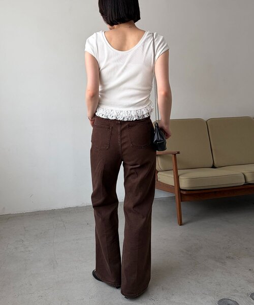 CAPRICIEUX LE'MAGE(カプリシューレマージュ)の「【前後2way】裾レースミニ袖T(Tシャツ/カットソー・レディース・ホワイト/ブラック/グレー・FREE)」の18枚目の写真