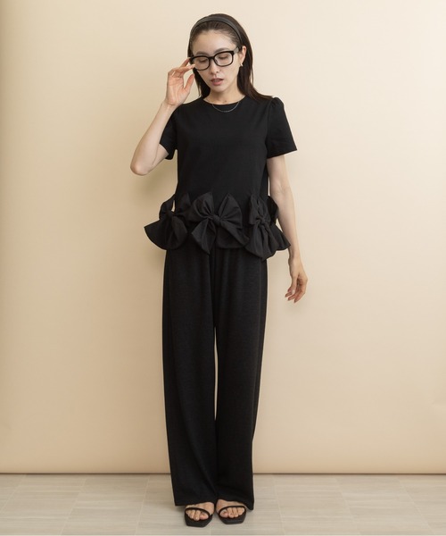 lodie(ロディ)の「裾リボンモチーフT(Tシャツ/カットソー・レディース・ブラック/アイボリー・FREE)」の6枚目の写真