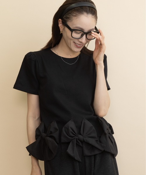 lodie(ロディ)の「裾リボンモチーフT(Tシャツ/カットソー・レディース・ブラック/アイボリー・FREE)」の5枚目の写真