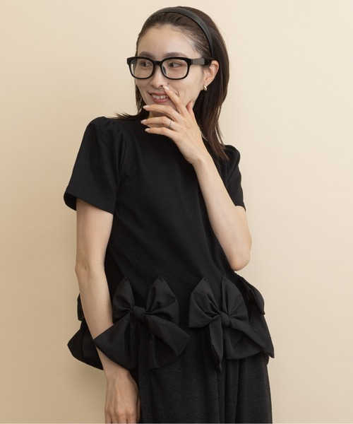 lodie(ロディ)の「裾リボンモチーフT(Tシャツ/カットソー・レディース・ブラック/アイボリー・FREE)」の7枚目の写真