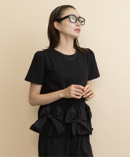 lodie(ロディ)の「裾リボンモチーフT(Tシャツ/カットソー・レディース・ブラック/アイボリー・FREE)」の9枚目の写真