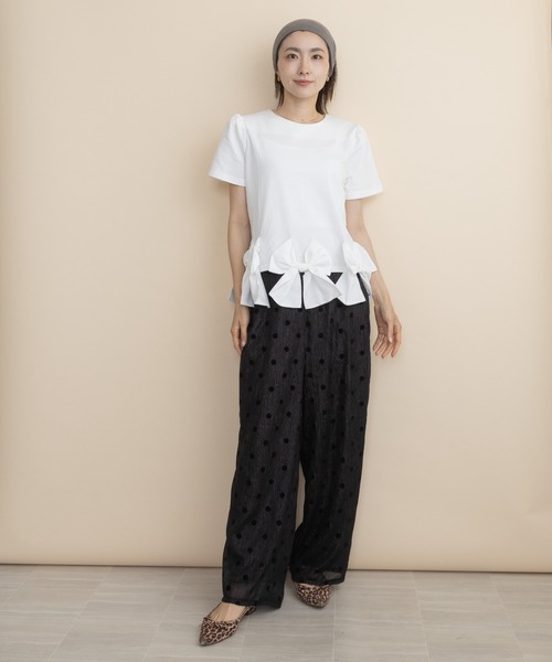 lodie(ロディ)の「裾リボンモチーフT(Tシャツ/カットソー・レディース・ブラック/アイボリー・FREE)」の14枚目の写真