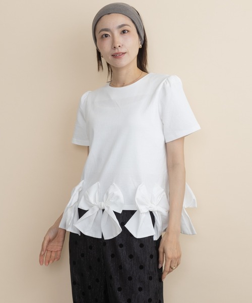 lodie(ロディ)の「裾リボンモチーフT(Tシャツ/カットソー・レディース・ブラック/アイボリー・FREE)」の13枚目の写真