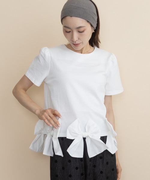lodie(ロディ)の「裾リボンモチーフT(Tシャツ/カットソー・レディース・ブラック/アイボリー・FREE)」の18枚目の写真