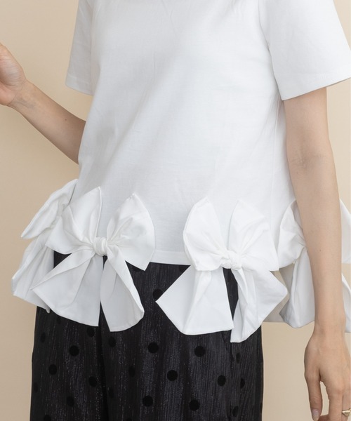 lodie(ロディ)の「裾リボンモチーフT(Tシャツ/カットソー・レディース・ブラック/アイボリー・FREE)」の16枚目の写真