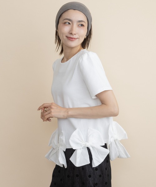 lodie(ロディ)の「裾リボンモチーフT(Tシャツ/カットソー・レディース・ブラック/アイボリー・FREE)」の19枚目の写真
