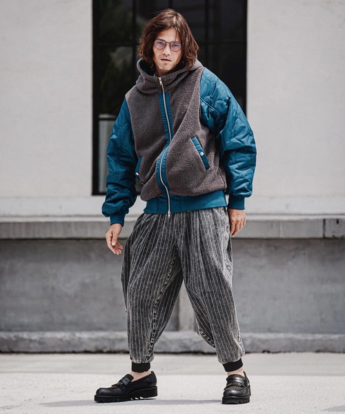 CAMBIO(カンビオ)の「mp15208-Chemical Stripe Tucked Balloon Pants バルーンデニムパンツ(MIU-262-011)(デニムパンツ・メンズ・ブラック系その他/ネイビー系・S/M/L)」の6枚目の写真