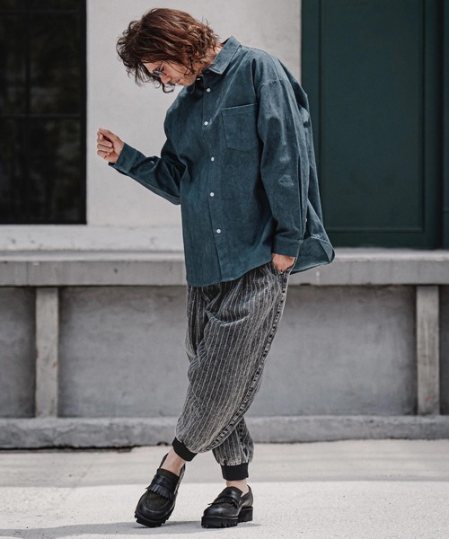 CAMBIO(カンビオ)の「mp15208-Chemical Stripe Tucked Balloon Pants バルーンデニムパンツ(MIU-262-011)(デニムパンツ・メンズ・ブラック系その他/ネイビー系・S/M/L)」の9枚目の写真