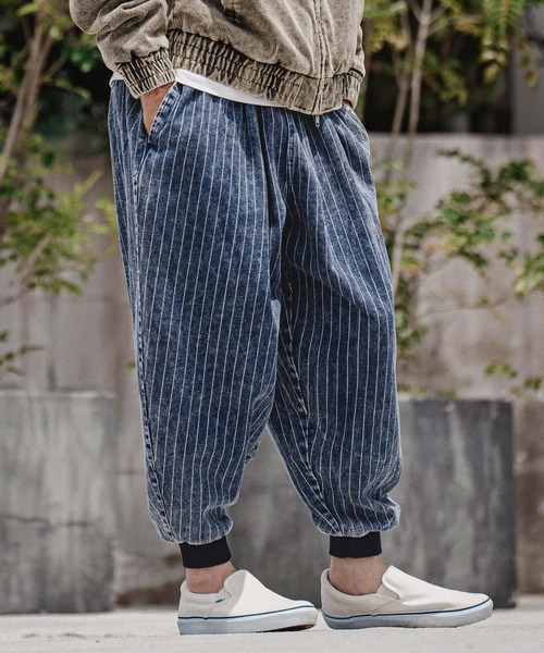 CAMBIO(カンビオ)の「mp15208-Chemical Stripe Tucked Balloon Pants バルーンデニムパンツ(MIU-262-011)(デニムパンツ・メンズ・ブラック系その他/ネイビー系・S/M/L)」の12枚目の写真