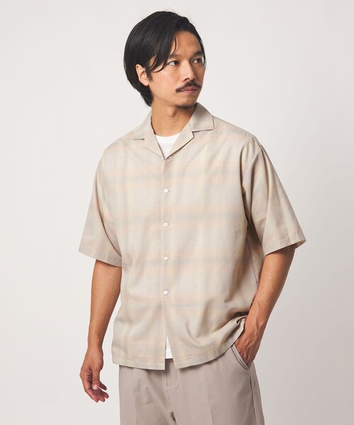 A DAY IN THE LIFE UNITED ARROWS(アデイインザライフユナイテッドアローズ)の「オンブレチェック ワイド オープンカラーシャツ<A DAY IN THE LIFE>(シャツ/ブラウス・メンズ・ブラック/ベージュ・L/M)」の3枚目の写真