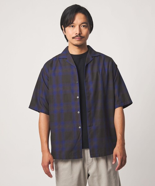 A DAY IN THE LIFE UNITED ARROWS(アデイインザライフユナイテッドアローズ)の「オンブレチェック ワイド オープンカラーシャツ<A DAY IN THE LIFE>(シャツ/ブラウス・メンズ・ブラック/ベージュ・L/M)」の6枚目の写真