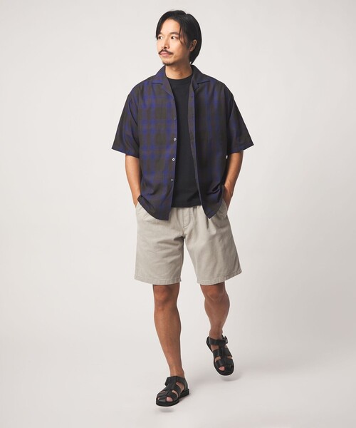 A DAY IN THE LIFE UNITED ARROWS(アデイインザライフユナイテッドアローズ)の「オンブレチェック ワイド オープンカラーシャツ<A DAY IN THE LIFE>(シャツ/ブラウス・メンズ・ブラック/ベージュ・L/M)」の7枚目の写真