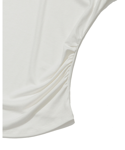 MOAA(モア)の「サイドシェアリングVネックキャップスリーブTシャツ(Tシャツ/カットソー・レディース・タン/スカイブルー/ブラック/ホワイト・MEDIUM/SMALL)」の11枚目の写真