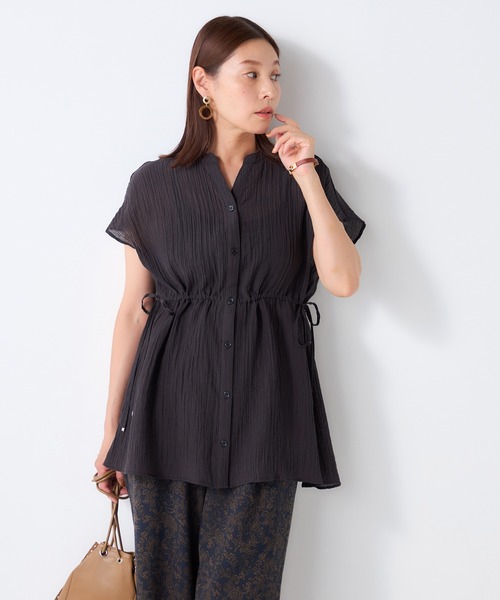 GALLORIA(ギャローリア)の「サッカードロストシャツ(シャツ/ブラウス・レディース・ブラック/ベージュ・M/S/L/LL)」の1枚目の写真