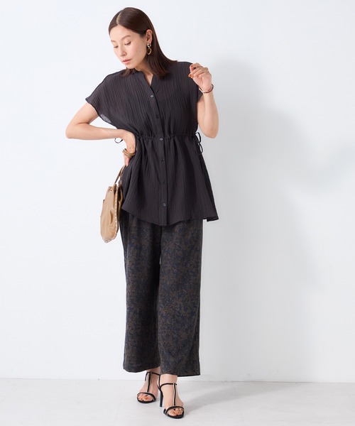 GALLORIA(ギャローリア)の「サッカードロストシャツ(シャツ/ブラウス・レディース・ブラック/ベージュ・M/S/L/LL)」の3枚目の写真