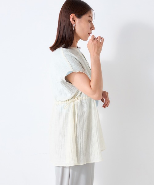 GALLORIA(ギャローリア)の「サッカードロストシャツ(シャツ/ブラウス・レディース・ブラック/ベージュ・M/S/L/LL)」の8枚目の写真