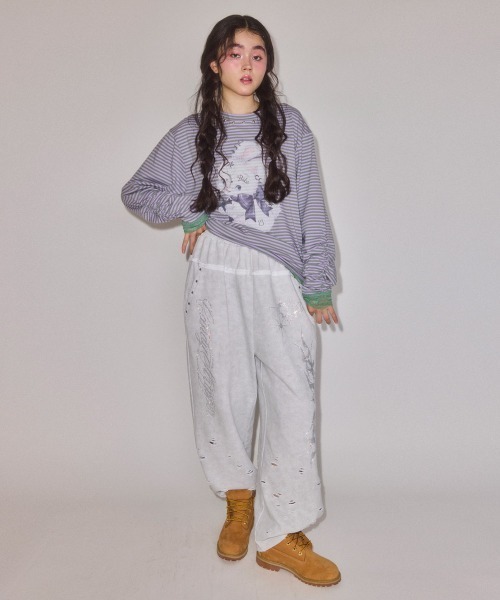 Candy Stripper(キャンディストリッパー)の「CULT BUNNY BORDER トップス(Tシャツ/カットソー・レディース・ピンク/ラベンダー/ブラック・FREE)」の10枚目の写真
