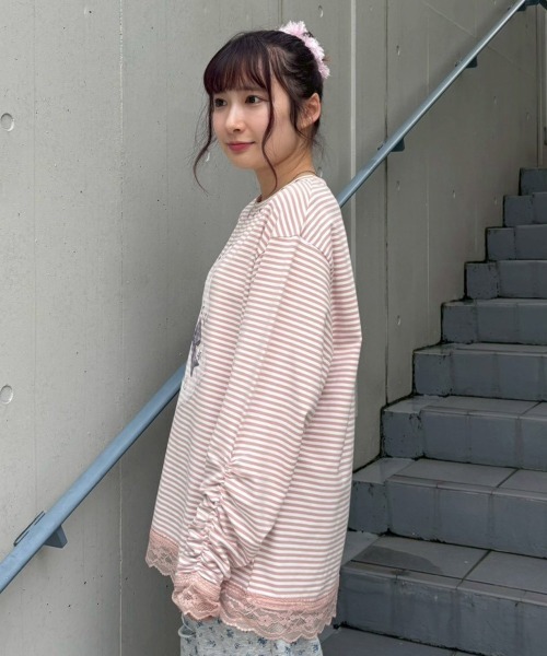 Candy Stripper(キャンディストリッパー)の「CULT BUNNY BORDER トップス(Tシャツ/カットソー・レディース・ピンク/ラベンダー/ブラック・FREE)」の13枚目の写真