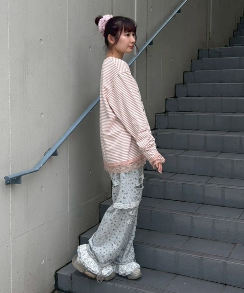 Candy Stripper(キャンディストリッパー)の「CULT BUNNY BORDER トップス(Tシャツ/カットソー・レディース・ピンク/ラベンダー/ブラック・FREE)」の18枚目の写真