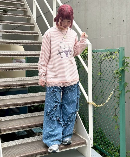 Candy Stripper(キャンディストリッパー)の「CULT BUNNY BORDER トップス(Tシャツ/カットソー・レディース・ピンク/ラベンダー/ブラック・FREE)」の22枚目の写真