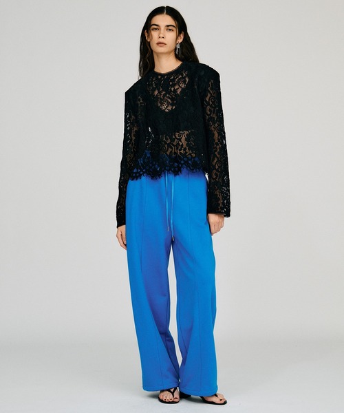 PRANK PROJECT(プランクプロジェクト)の「【2026Autumn Pre-Order】ショルダーパッドコンビレースブラウス / Shoulder Pad Combination Lace Blouse(シャツ/ブラウス・レディース・ブラック/ホワイト・FREE)」の5枚目の写真