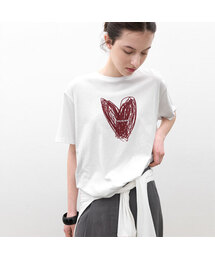 HEART DRAWING OVER BOX TEE (T-7200)