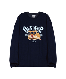 OUNDERR（オアンダーアール）の「MASK_HAMSTER_オーバーサイズ_ロングスリーブ [ネイビー]（Tシャツ/カットソー）」