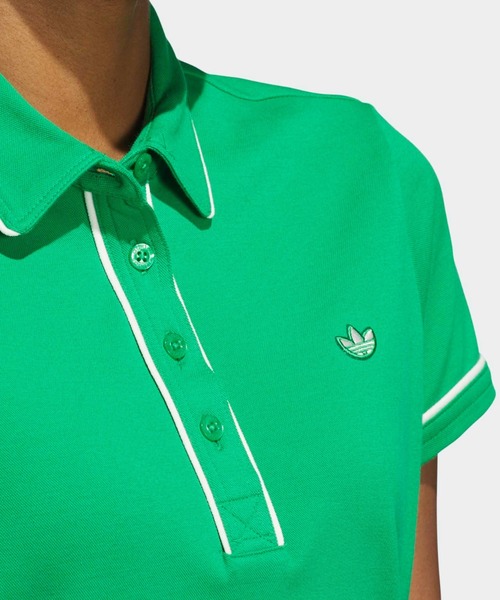 adidas（アディダス）の「オリジナルスゴルフ ツイストニット ワンポイントロゴ 半袖ポロ【adidas Golf/アディダスゴルフ】（ポロシャツ・レディース・グリーン・X-LARGE/X-SMALL/XX-LARGE/LARGE/MEDIUM/SMALL）」の4枚目の写真