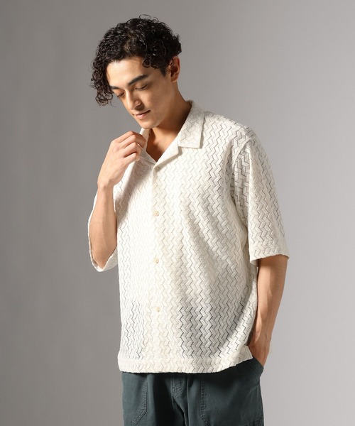 BAYFLOW（ベイフロー）の「カットジャガードシャツ（シャツ/ブラウス・メンズ・オフホワイト/ブラック・LARGE/MEDIUM）」の5枚目の写真