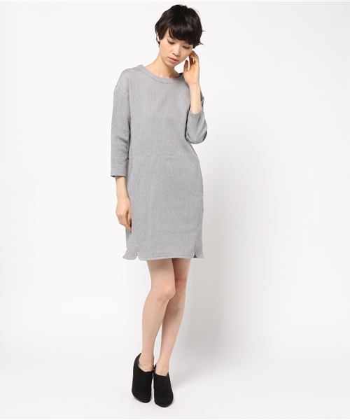 NATURAL BEAUTY BASIC（ナチュラルビューティーベーシック）の「ニットライクデニムサックワンピース（ワンピース・レディース・グレー・SMALL/MEDIUM）」の5枚目の写真