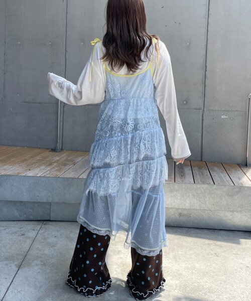 HELLO.SANFRANCISCO(ハローサンフランシスコ)の「【HELLO.SANFRANCISCO】配色アシメレースキャミワンピース(ワンピース・レディース・ホワイト/ブルー・ONE SIZE)」の7枚目の写真